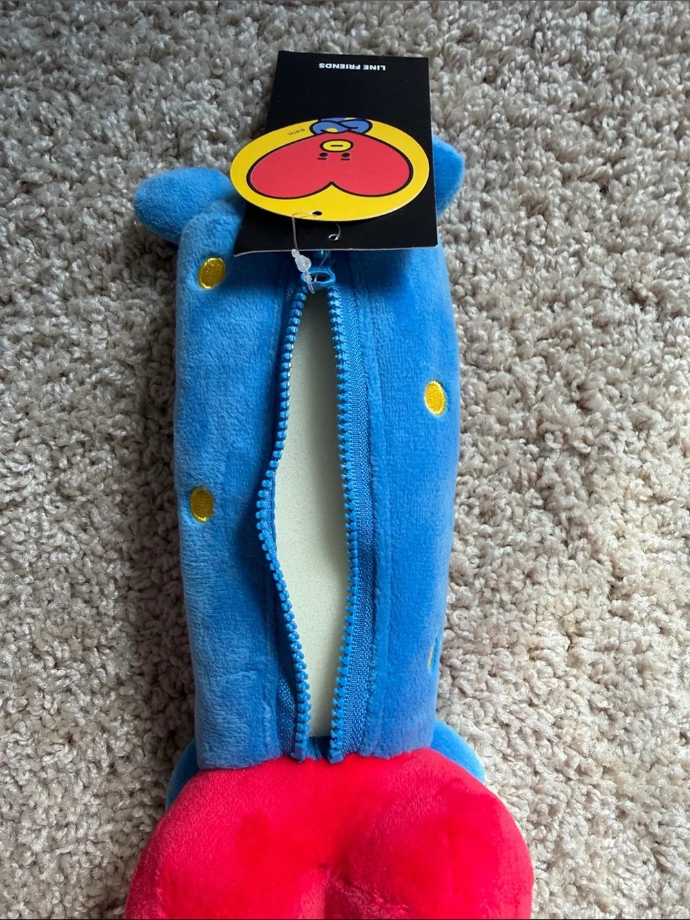 Red Heart Character Plush Pencil Case - Kids Stuffed Animal Accessory